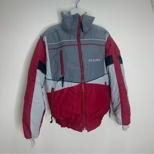 POLARIS Vintage 90s Ski Jacket Zip Up Winter Coat red Grey size Medium